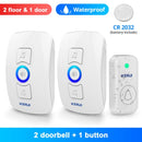 Timbre inalámbrico KERUI M525 a prueba de agua, kit de timbre de bienvenida de seguridad para el hogar inteligente, timbre de puerta, alarma, luz LED, batería de botón para exteriores