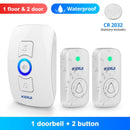Timbre inalámbrico KERUI M525 a prueba de agua, kit de timbre de bienvenida de seguridad para el hogar inteligente, timbre de puerta, alarma, luz LED, batería de botón para exteriores
