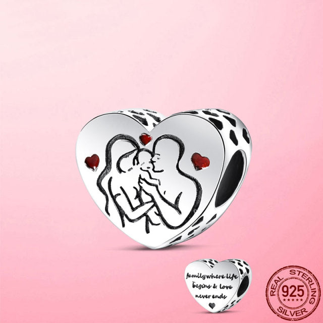 100% 925 Sterling SILVER charms Paw Footprints Beads Cat  Love Heart Charms fit Original Pan Bracelet silver 925 jewelry