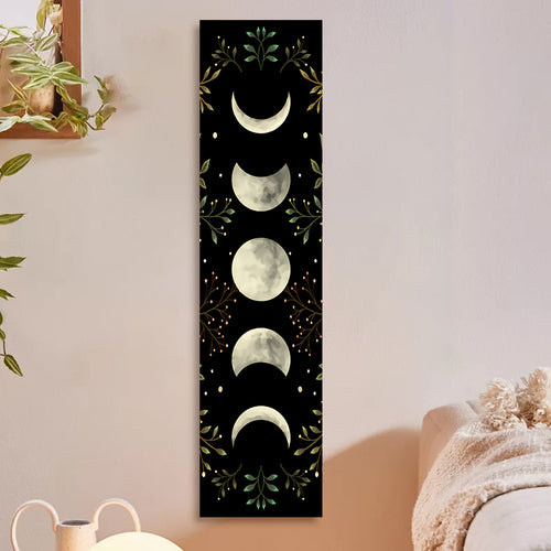 Vintage Mondphase Wandbehang Tapisserie Moonlight Green Olive Leaf Black Tapisserien Boho Room Wall Decor Home Decoration Wand