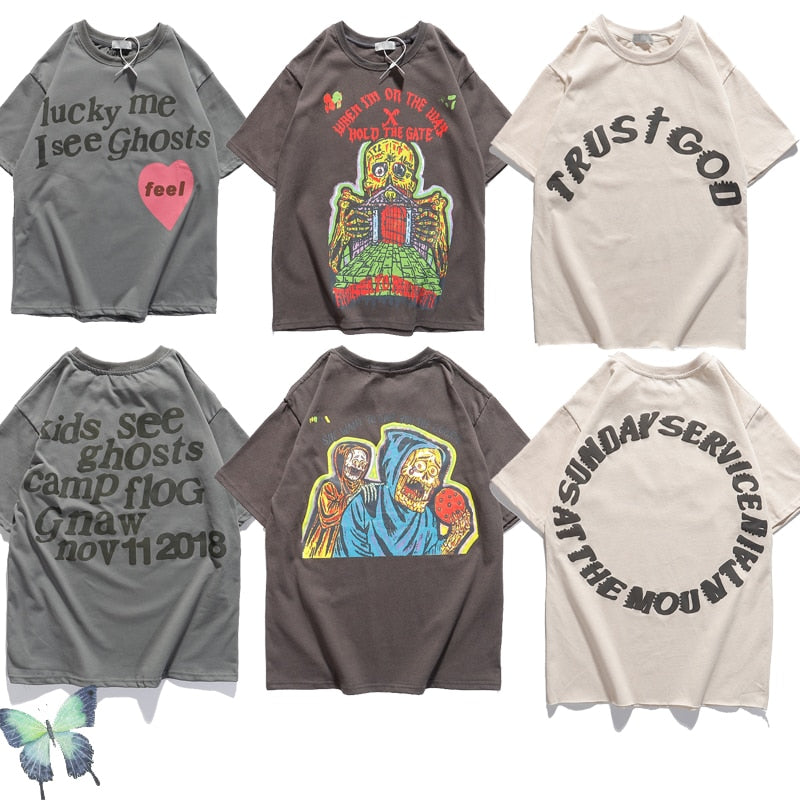 Camiseta Kanye West Trust God Camiseta Sunday Service Hombres Mujeres Lucky My I See Ghost Top Tees