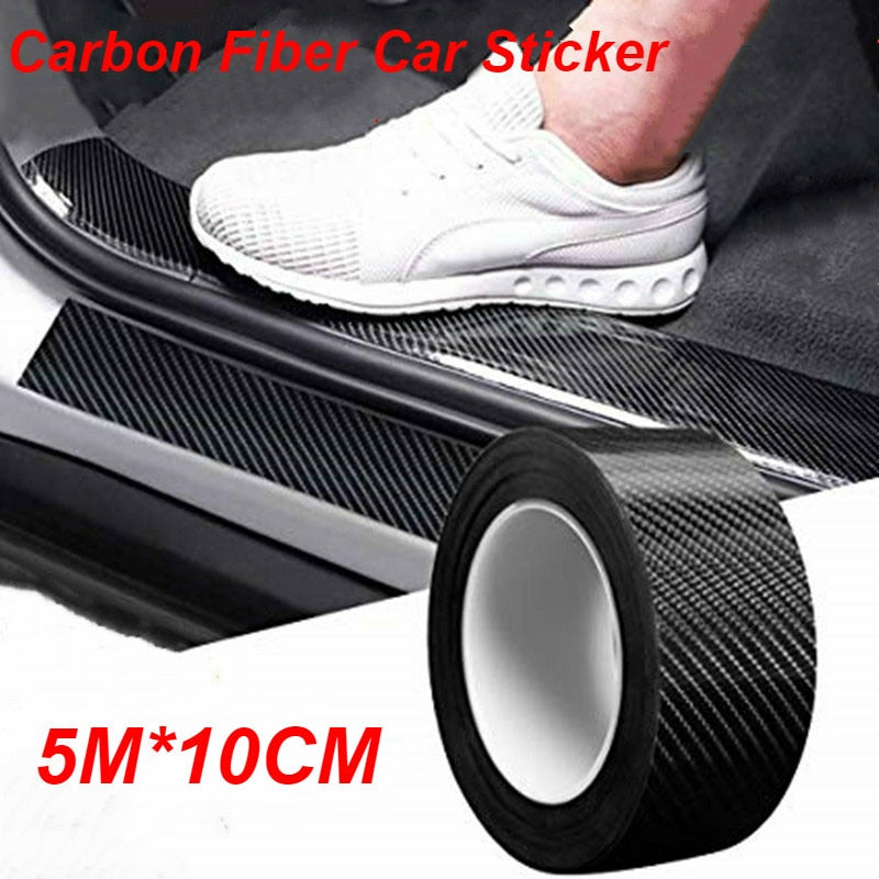5/3M 3D Carbon Fiber Car Sticker DIY Paste Protector Strip Auto Door Sill Side Mirror Anti Scratch Tape Waterproof Protect Film