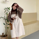 Striped Japanese Style Gentle Sweater Fried Street Salt Lace-up Wear Two-Piece Suit Suspender Dress for Women Autumn and Winter