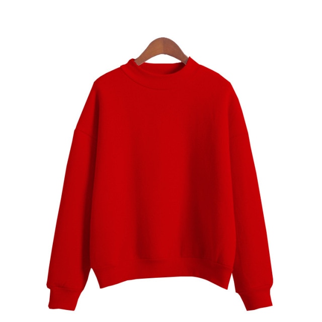 Woman Sweatshirts 2021 Sweet Korean O-neck Knitted Pullovers Thick Autumn Winter Candy Color Loose Hoodies Solid Womens Clothing