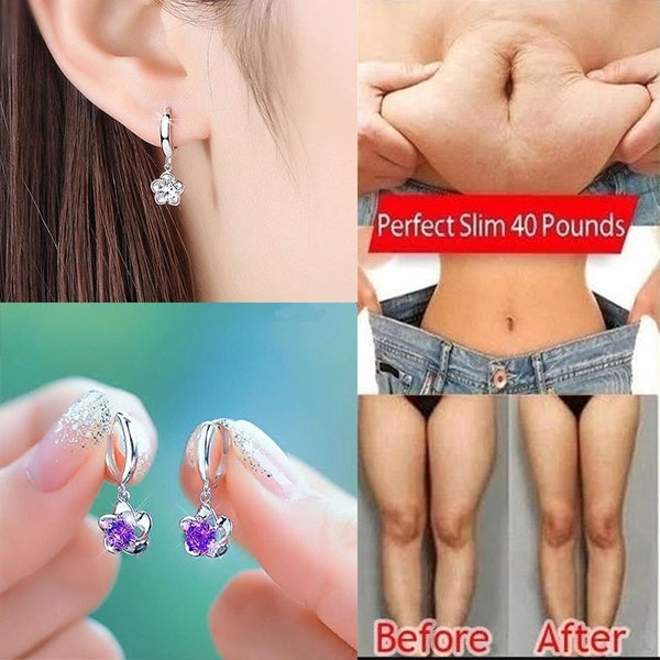 1 Pair Magnetic Slimming Earrings Lose Weight Body Relaxation Massage Slim Ear Studs Patch Health Jewelry Girl Women weight loss