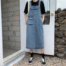 2021 Spring New Younger Fashion Denim Suspender Dress Women's Loose Temperament Large Size Midi Dress Outer Wear