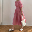 CMAZ 2021 vestido de verano para mujer moda cuello redondo largo elegante Blackless Puff manga coreano vestido femenino Vestidos 5216 #