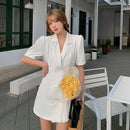 women dress double-breasted summer elegant office lady suit short sleeve dresses 3026#