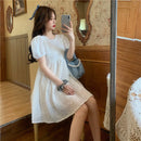 women summer short sleeve split lace chiffon dress  5095#