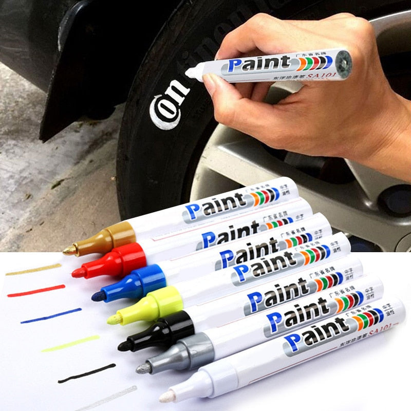 Limpiador de pintura para rueda de coche, pluma de pintura aceitosa para neumáticos, abrillantador de neumáticos de goma para coche, marcador permanente de Metal, cera húmeda para arañazos táctiles