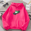 Sudadera extragrande de rana de invierno, sudaderas con capucha para hombres y mujeres, suéter cálido Harajuku con cordón rosa para mujer, estilo coreano