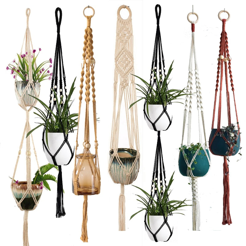 Gran oferta 100% macramé hecho a mano colgador de plantas flor/colgador de macetas para decoración de pared jardín de condado