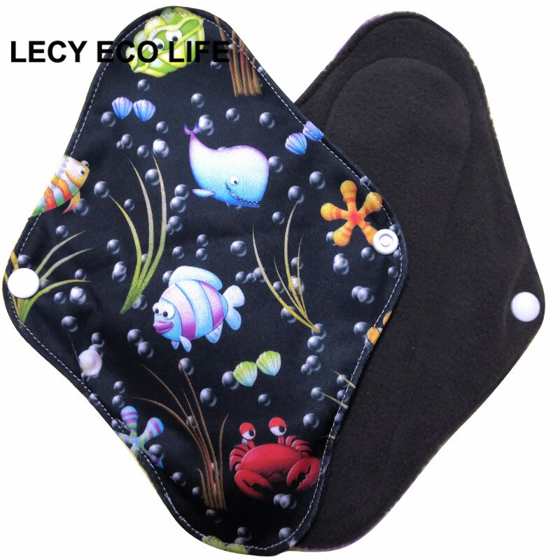 [Lecy Eco Life] Cloth Menstrual pads for monthly，washable panty liner with bamboo charcoal inner size 16*22cm