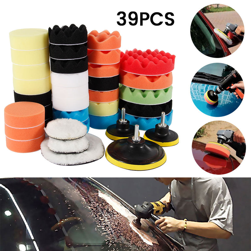 Car Polishing Sponge Pads Kit Buffing Waxing Foam Pad Buffer Set Polisher Machine Wax Pad for Removes Scratches Drill Attachment
