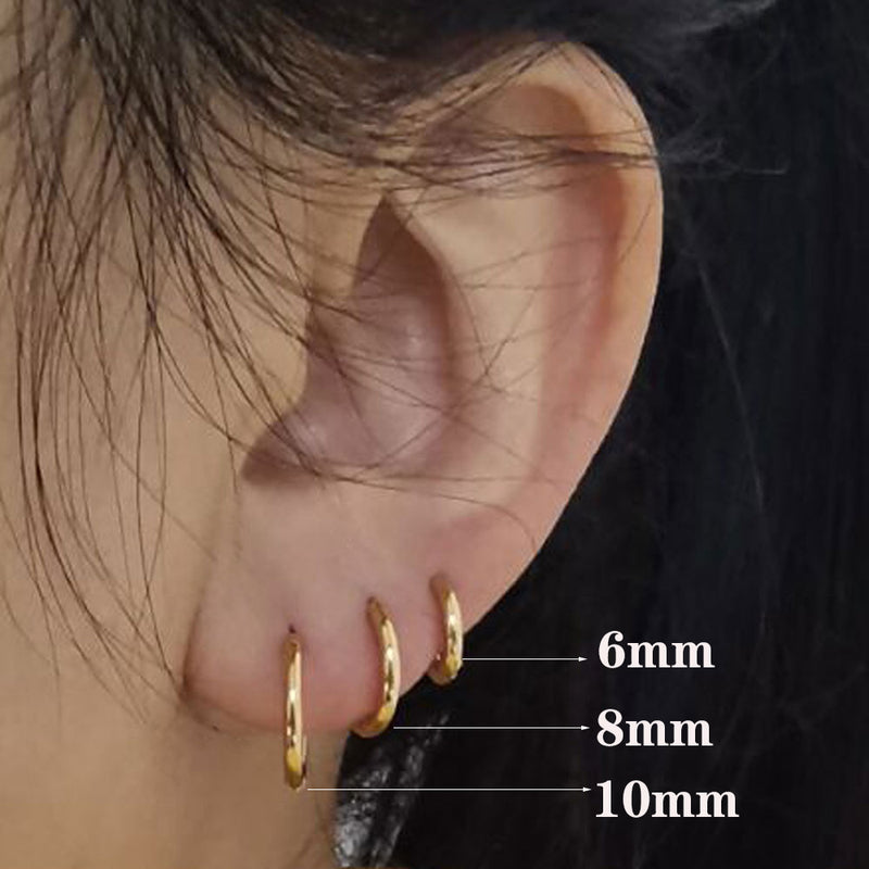 6/8/10/12mm Tiny Korean Small Stainless Steel Round Mini Little Good Huggie Hoop Earrings for Women Cartilage Piercing Loop Ring