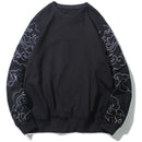 Autumn Winter Chinese Style Men's Hoodies Embroidered Pullover Round Neck Sweater Jacket Loose Large Long Sleeved Top