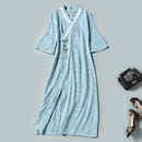 2021 New Improved Hanfu, Chinese Style Retro Ethnic Cotton Jacquard Slim-fit Collar Dress
