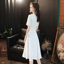 Women White Solid Retro French Temperament Slim Dress New Arrival Daily Simple Dress
