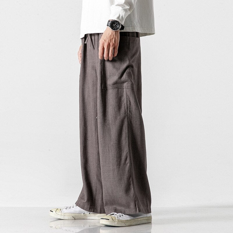 Lose Hose mit weitem Bein im chinesischen Stil Personalisierte Hose, Hanfu-Hose für Herren