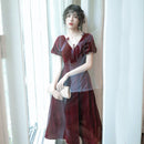 Burgundy Prom Dresses V-Neck Velour Party Long Prom Gown Sexy Backless Evening Dresses Robe De Soiree