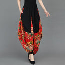Traditional Floral Wide Leg Pants Women High Waist Drape Loose Chinese Style Harajuku Women Trousers Loose Harem Pants KK3644