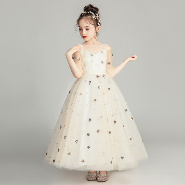 2020 Girl Children Wedding Dress Formal long Mesh Princess Prom Dress Party for Girl