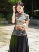 New Style Cheongsam Suit Summer Daily Cheongsam Tops Skirt Chinese Style Improved Tang Suit Dress