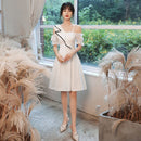 Women White Vintage French A-line Dress 2020 Temperament Hepburn Style Gowns Vestidos