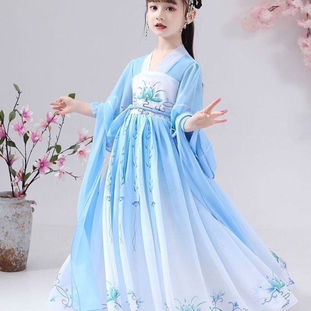 Falda de superhada para niña, vestido de época, traje Tang de estilo chino para niña, Hanfu para niña