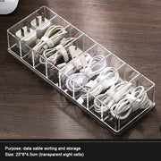 Cable Storage Box Transparent Plastic Data Line  Storage Container for Desk Stationery Makeup Organizer, Key and Jewelry Box
