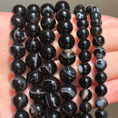 Natural Black Agates Onyx Stone Beads Smooth Round Loose Spacer Beads For Jewelry Making DIY Bracelets 15&#39;&#39; 4/6/8/10/12/14mm
