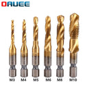 6PCS Tap Drill Bit Hex Shank Titanium Plated HSS Screw Thread Tap Bit Screw Machine Compound tap M3 M4 M5 M6 M8 M10 Hand Tools