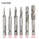 6PCS Tap Drill Bit Hex Shank Titanium Plated HSS Screw Thread Tap Bit Screw Machine Compound tap M3 M4 M5 M6 M8 M10 Hand Tools