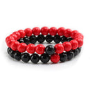 Conjunto de pulsera para parejas, distancia, negro, blanco, piedra de lava Natural, ojo de tigre, pulseras de Yoga con cuentas para hombres y mujeres, joyería de cuerda elástica