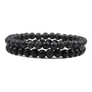 Conjunto de pulsera para parejas, distancia, negro, blanco, piedra de lava Natural, ojo de tigre, pulseras de Yoga con cuentas para hombres y mujeres, joyería de cuerda elástica
