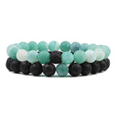 Conjunto de pulsera para parejas, distancia, negro, blanco, piedra de lava Natural, ojo de tigre, pulseras de Yoga con cuentas para hombres y mujeres, joyería de cuerda elástica
