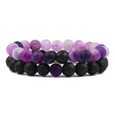 Conjunto de pulsera para parejas, distancia, negro, blanco, piedra de lava Natural, ojo de tigre, pulseras de Yoga con cuentas para hombres y mujeres, joyería de cuerda elástica