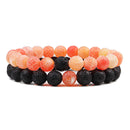 Conjunto de pulsera para parejas, distancia, negro, blanco, piedra de lava Natural, ojo de tigre, pulseras de Yoga con cuentas para hombres y mujeres, joyería de cuerda elástica