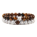 Conjunto de pulsera para parejas, distancia, negro, blanco, piedra de lava Natural, ojo de tigre, pulseras de Yoga con cuentas para hombres y mujeres, joyería de cuerda elástica