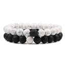 Conjunto de pulsera para parejas, distancia, negro, blanco, piedra de lava Natural, ojo de tigre, pulseras de Yoga con cuentas para hombres y mujeres, joyería de cuerda elástica