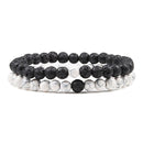 Conjunto de pulsera para parejas, distancia, negro, blanco, piedra de lava Natural, ojo de tigre, pulseras de Yoga con cuentas para hombres y mujeres, joyería de cuerda elástica