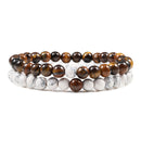 Conjunto de pulsera para parejas, distancia, negro, blanco, piedra de lava Natural, ojo de tigre, pulseras de Yoga con cuentas para hombres y mujeres, joyería de cuerda elástica
