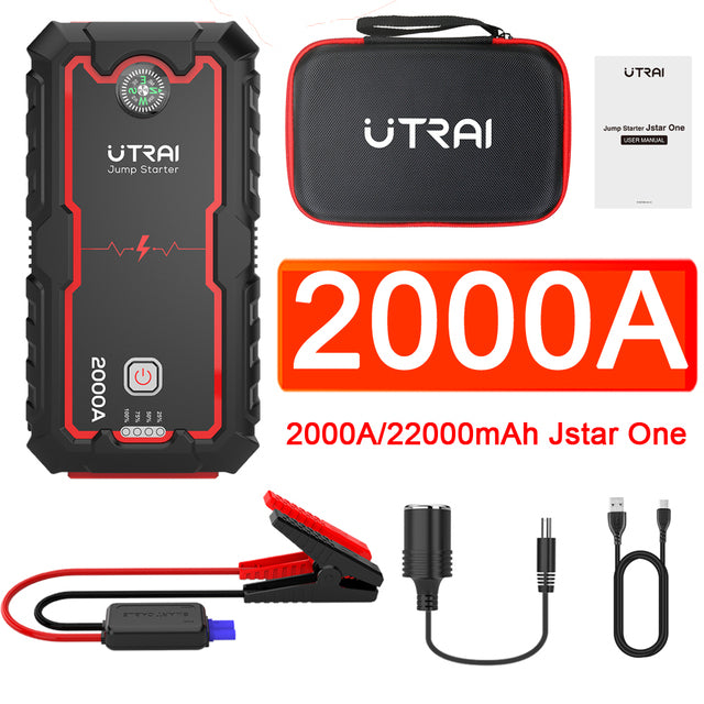Banco de energía UTRAI, 22000mAh, 2000A, arrancador de batería, cargador portátil, amplificador de coche, dispositivo de arranque automático de 12V, arrancador de batería de coche de emergencia