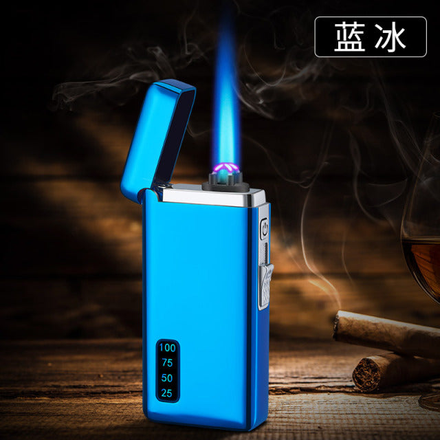 New Windproof Metal USB Lighter Torch Turbo Lighter Jet Dual Arc LED Lighter Gas Chargeable Electric Butane Pipe Cigar Lighter