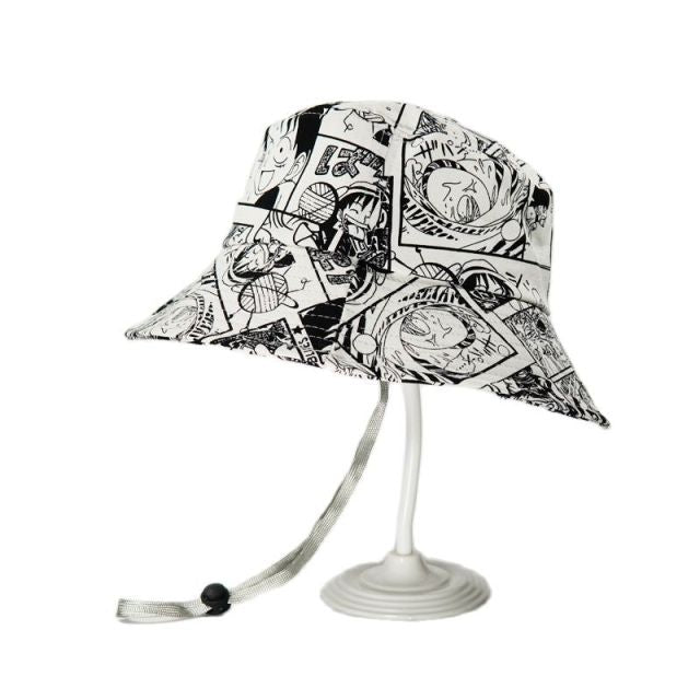 Sombrero de pescador de verano, sombreros de cubo con estampado Reversible para mujeres y hombres, gorra de cubo de Cosplay de Anime, sombrero de pesca sombreado de dibujos animados