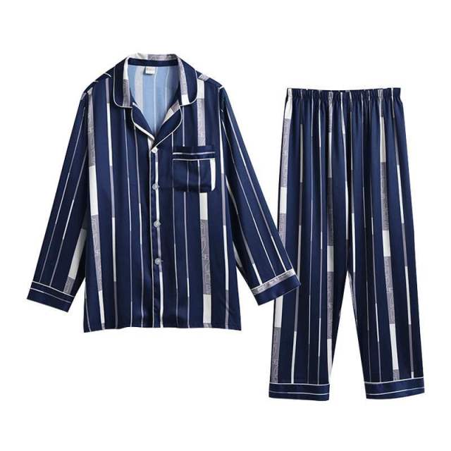 Pijamas de diseñador para hombre, ropa de dormir de manga larga, pantalones, pijamas finos de seda helada, conjunto de ropa de dormir para hombre, conjunto de Pijama