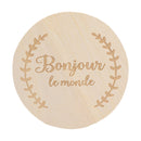 Bopoobo Baby Wooden Spanish French Milestone Card Engraved Wooden Hello World Milestone Newborn Children Photography Props Toys