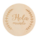 Bopoobo Baby Wooden Spanish French Milestone Card Engraved Wooden Hello World Milestone Newborn Children Photography Props Toys