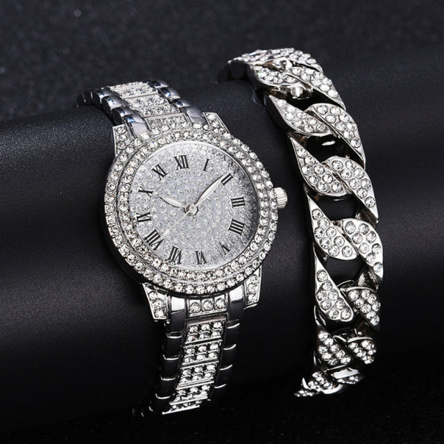 Diamant-Frauen-Uhr-Golduhr-Damen-Armbanduhr-Luxusmarke Rhinestone-Frauen-Armband-Uhr-weibliche Relogio Feminino