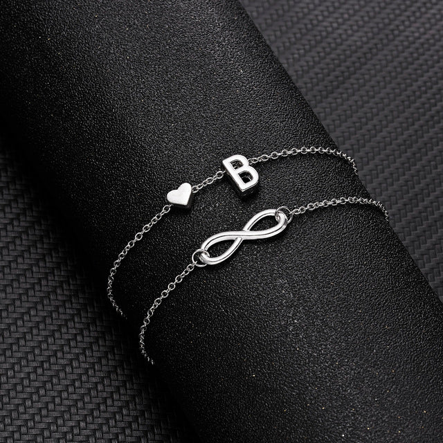 Summer New A-Z Letter Initial Anklets For Women Silver Color Heart Anklet Bracelet Leg Chain Fashion Beach Party Foot Jewelry